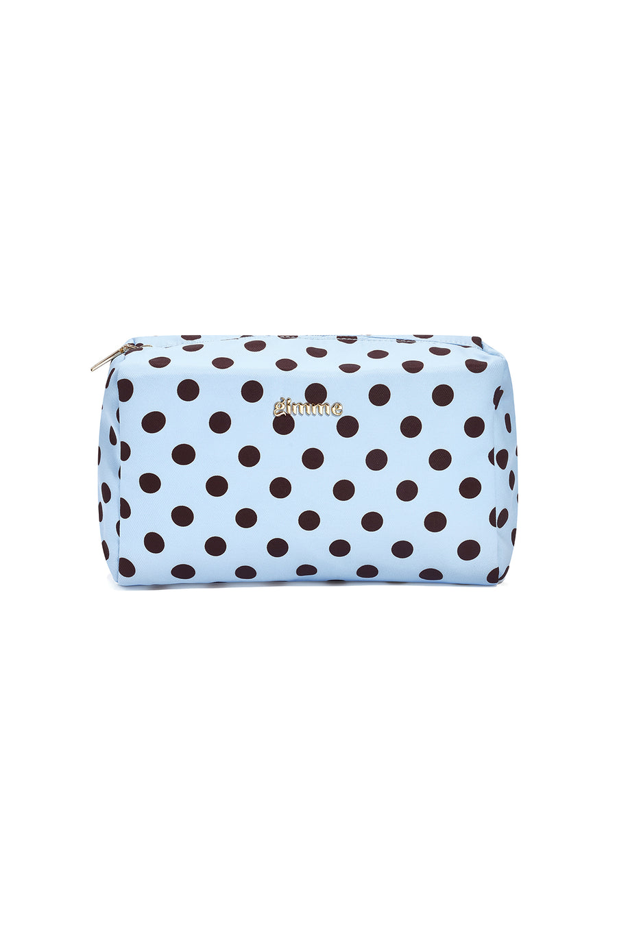 Make-uptasje met polkadots in babyblauw