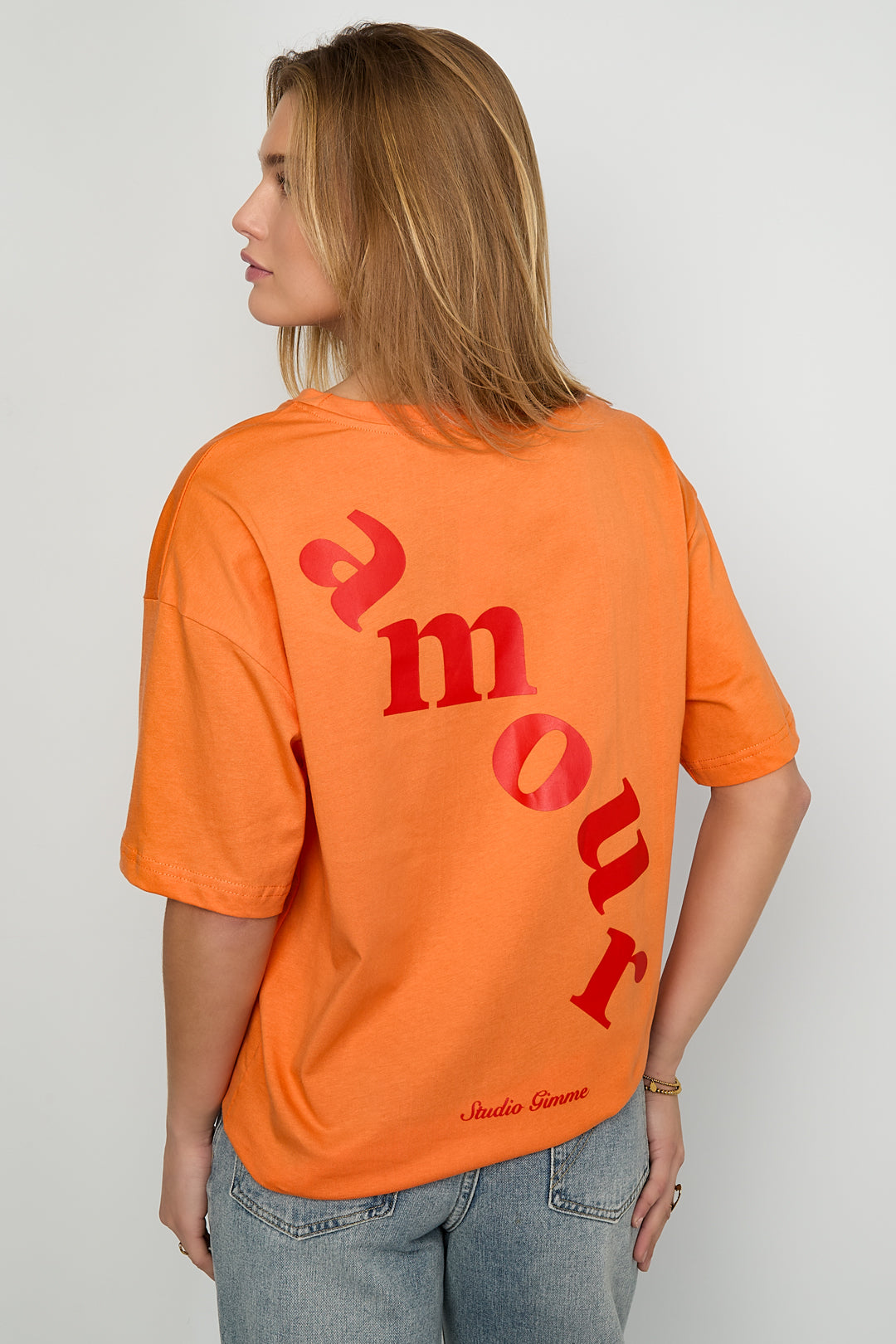 Dames Amour Letters T-shirt van katoen met tekst – productfoto 2