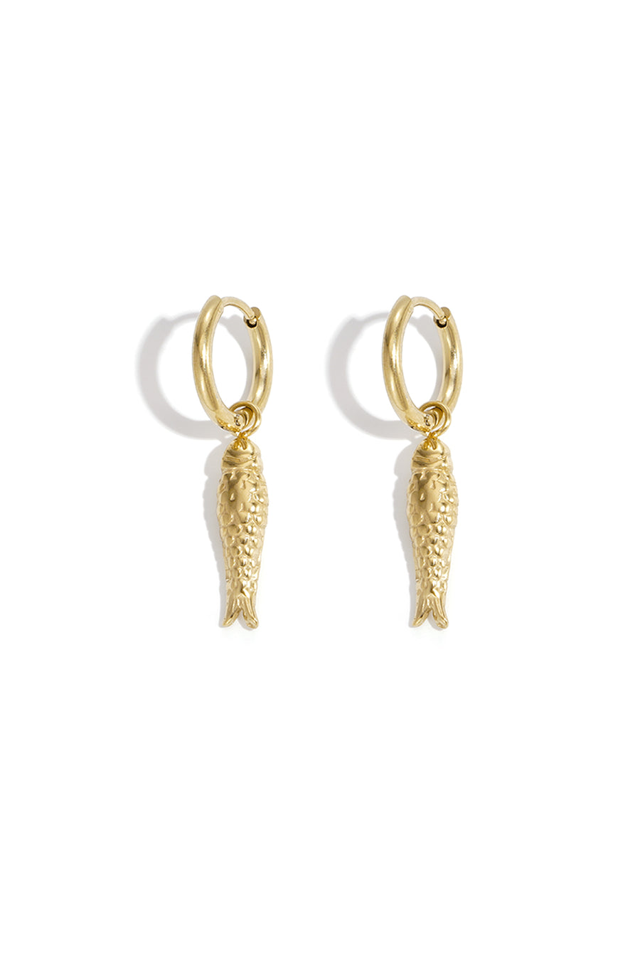 Boucles d'oreilles pendantes pour femmes en acier inoxydable motif poisson – ton or et ton argent