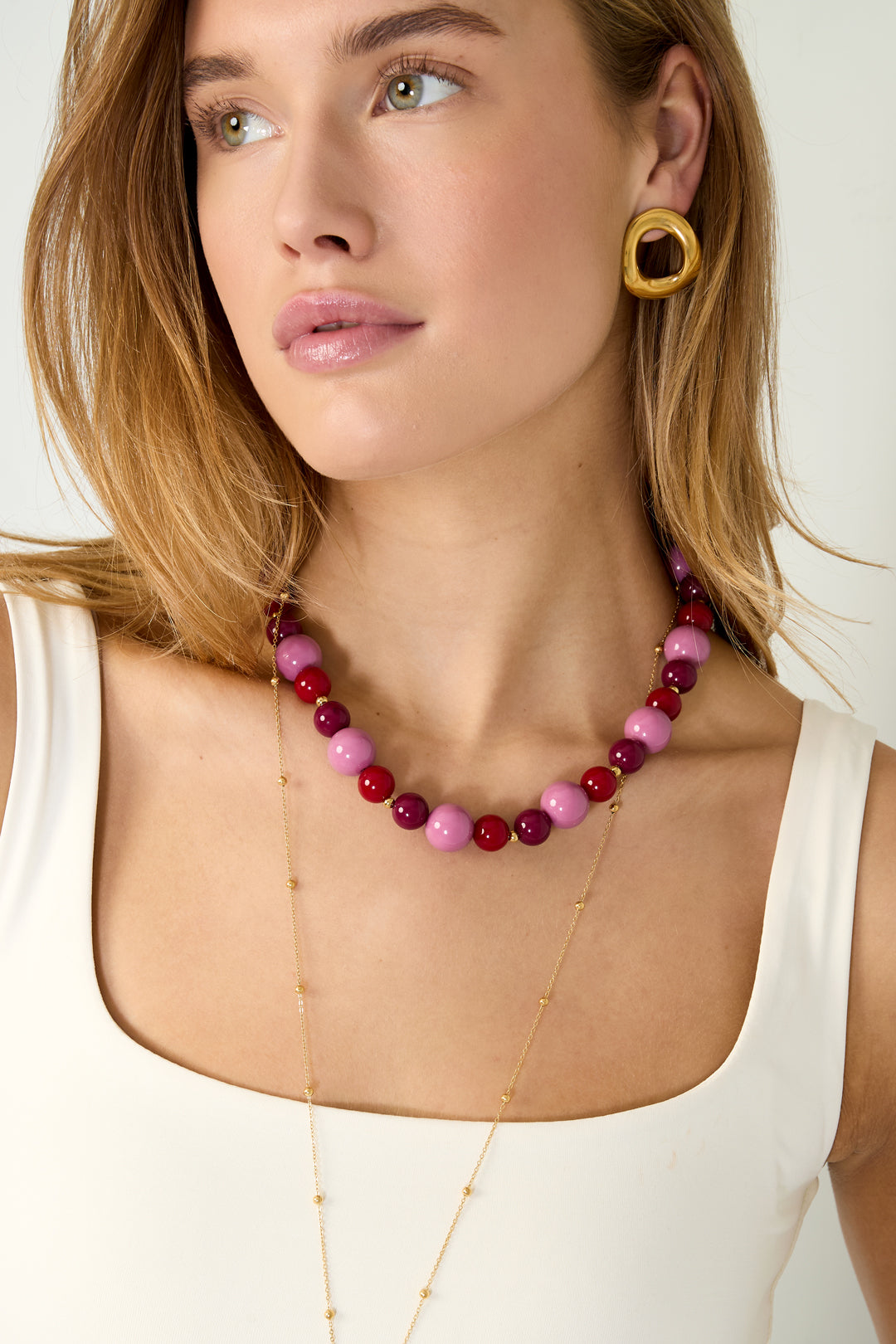 Women's acrylic beaded necklace – multi-color – casual – image 5
