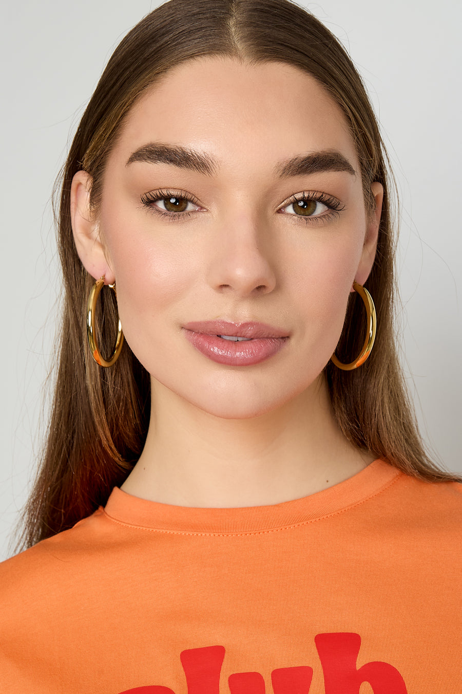 Boucles d'oreilles rondes dorées en acier inoxydable pour femmes