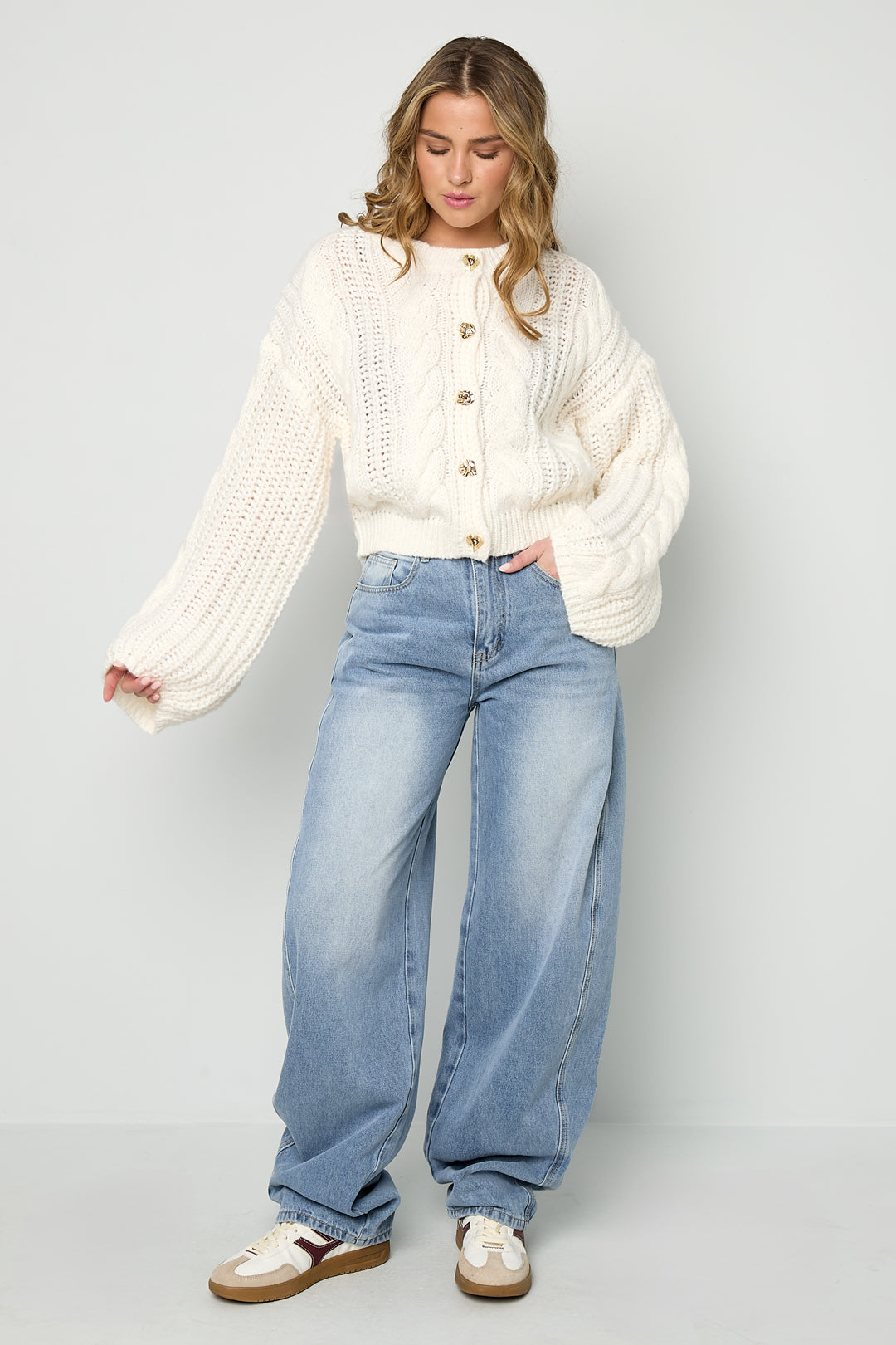 Dames Cable cardigan van polyester in zes kleuren – productfoto 4