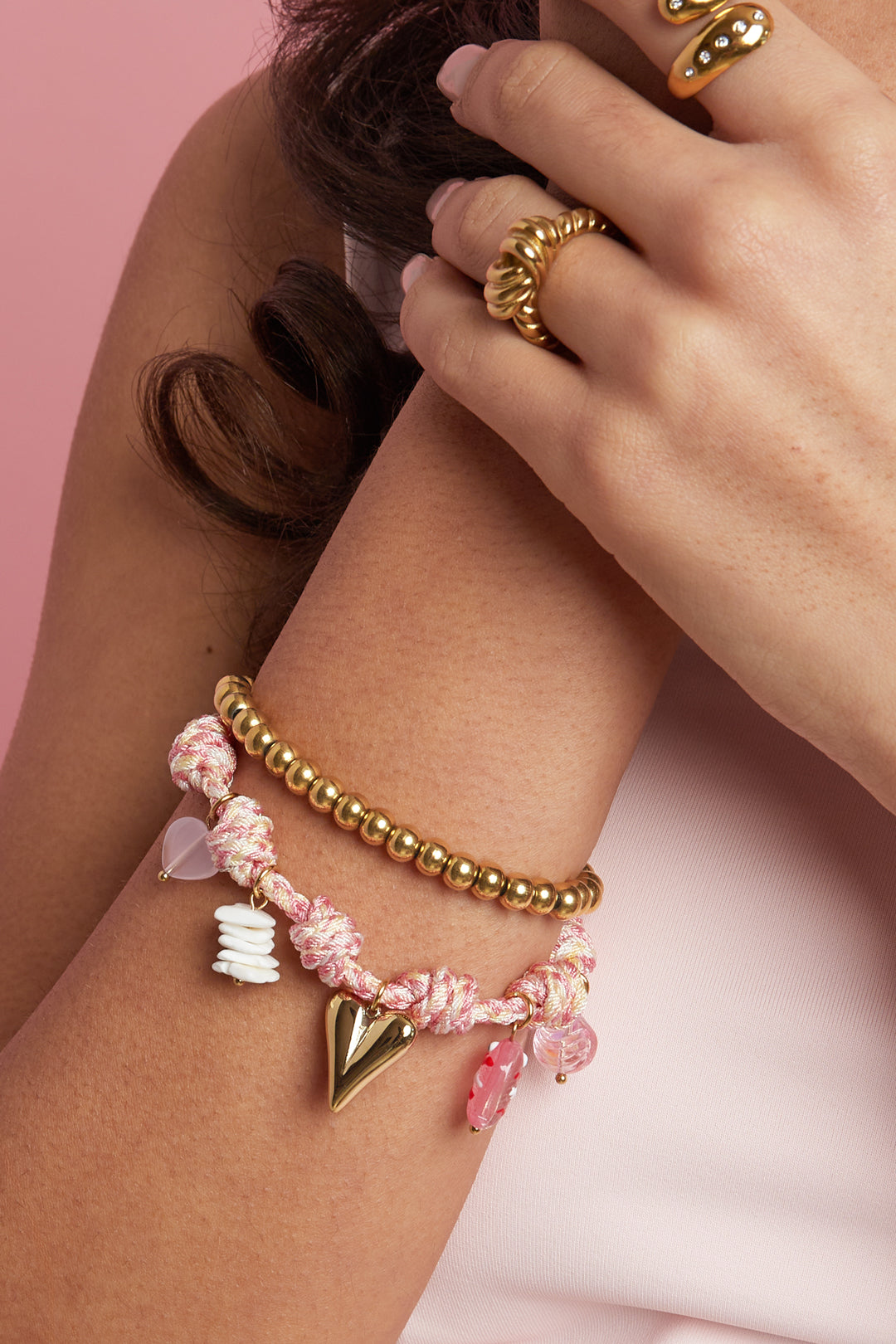 Bracelet tressé pour femmes avec motif floral et cœur – plusieurs coloris – photo 2