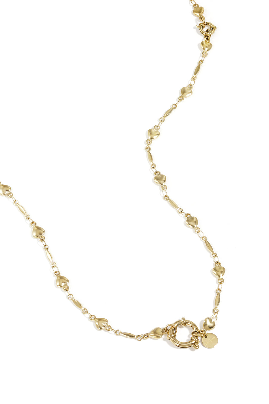 Collier ras de cou en acier inoxydable avec détail de maillons en forme de cœur