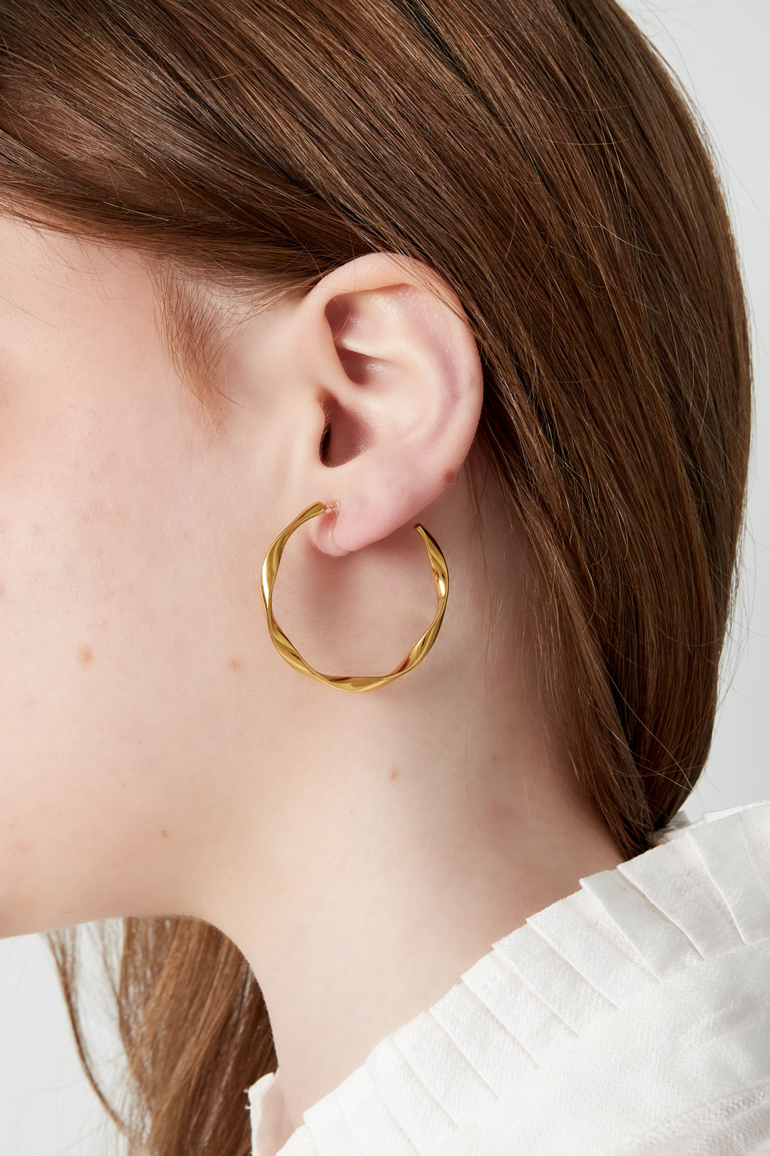 Women's Stainless Steel Organic-Shaped Ear Clips – Gold-Colored – image 2