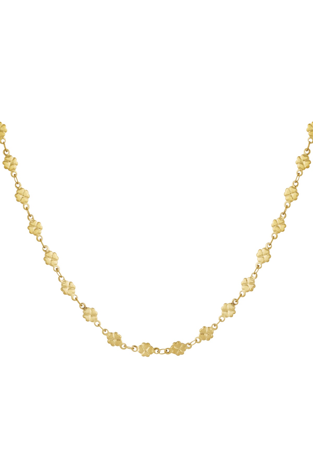 Chaîne de maillons pour femmes en acier inoxydable 304 avec motif de trèfle – couleur or