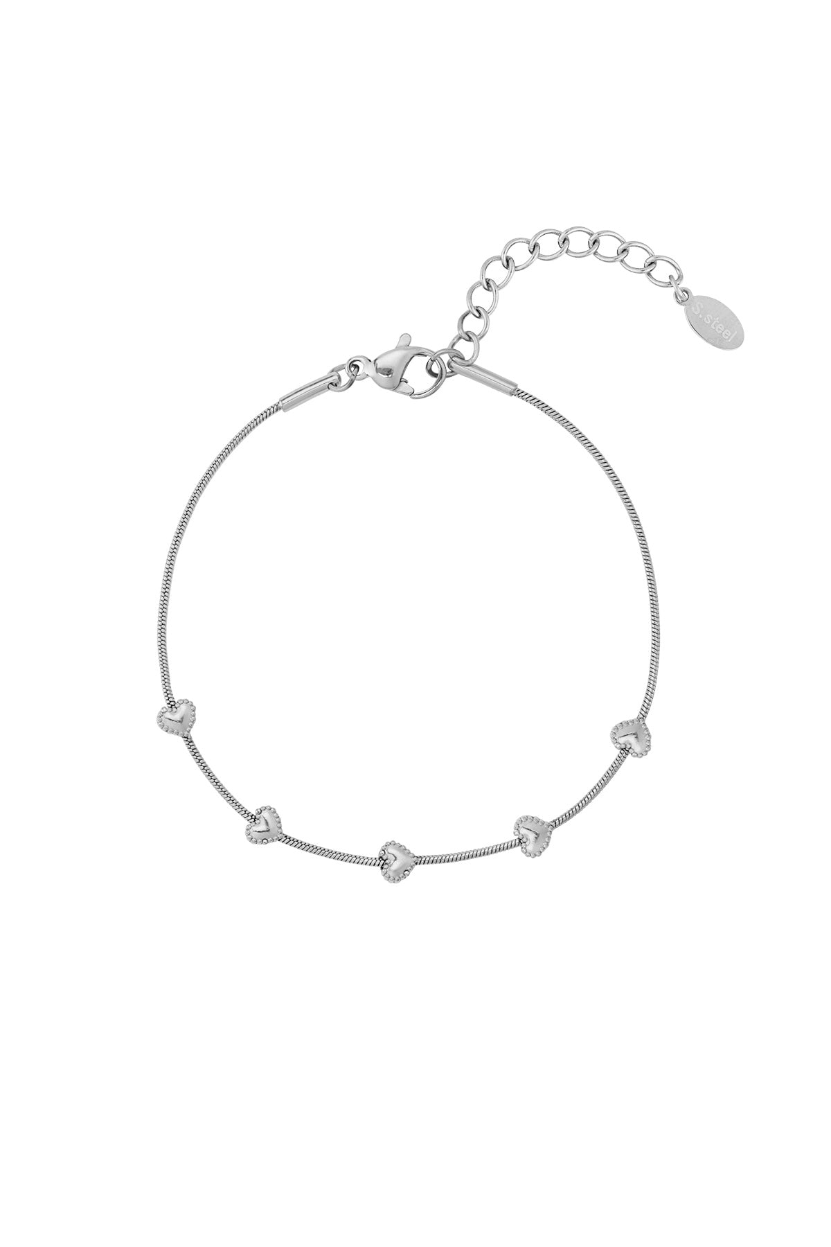 Women's Stainless Steel Charm Bracelet with Heart – Gold and Silver Tone