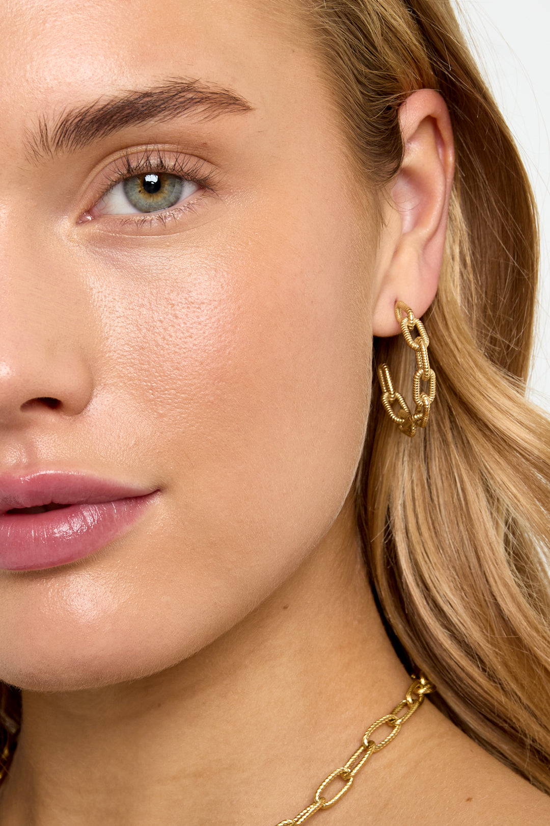 Boucles d'oreilles créoles pour femmes en acier inoxydable 304 – couleur or – photo 2