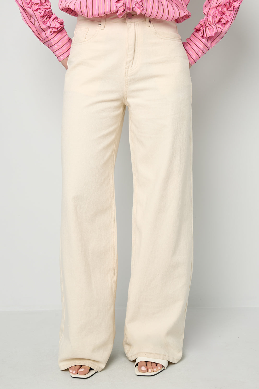 Dames wide-leg jeans van geweven katoen in drie kleuren – productfoto 5