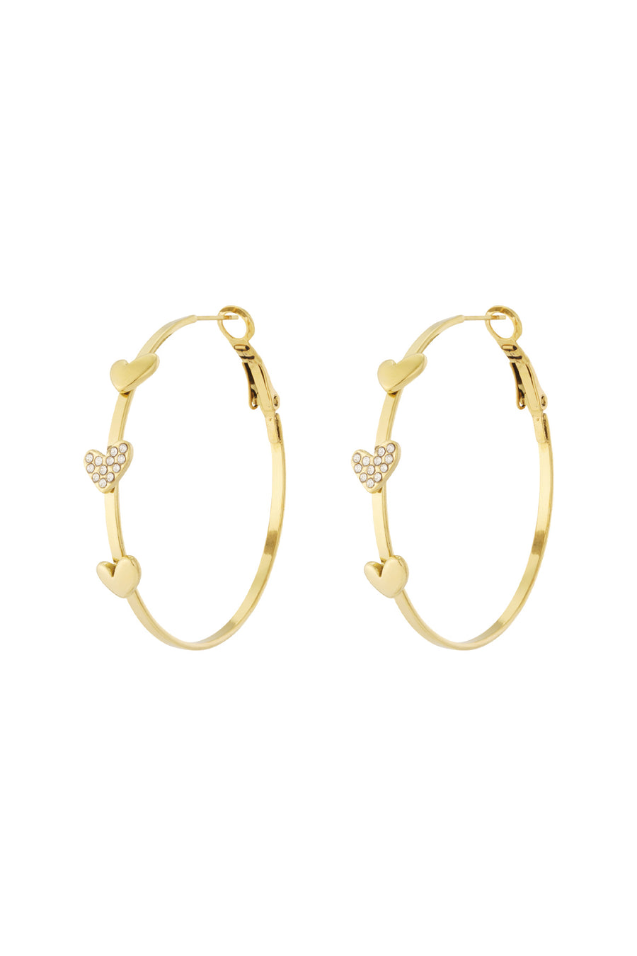 Boucles d'oreilles cœur pour femmes en acier inoxydable - dorées et argentées