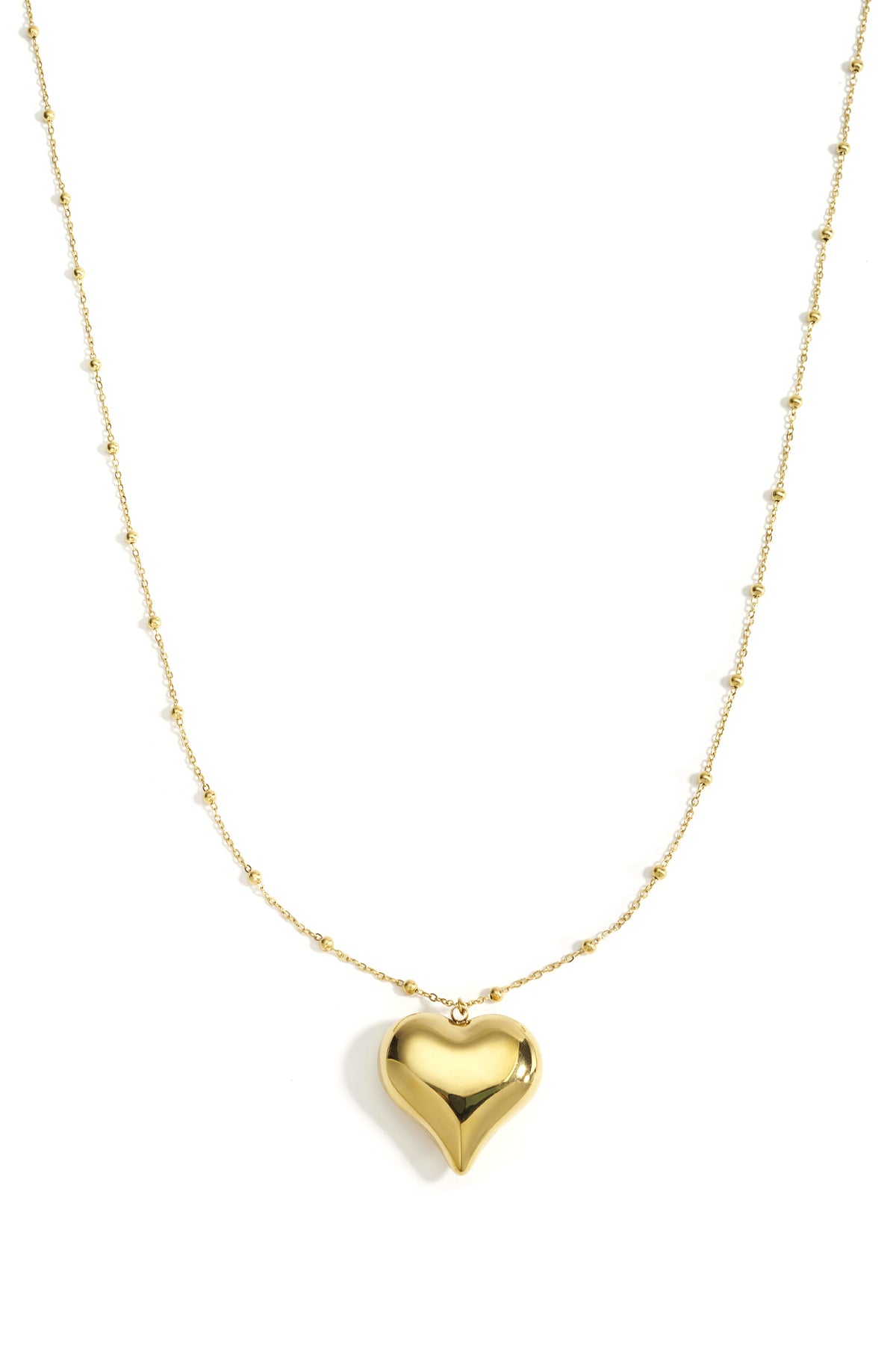 Long collier pour femmes en acier inoxydable avec pendentif cœur – doré et argenté