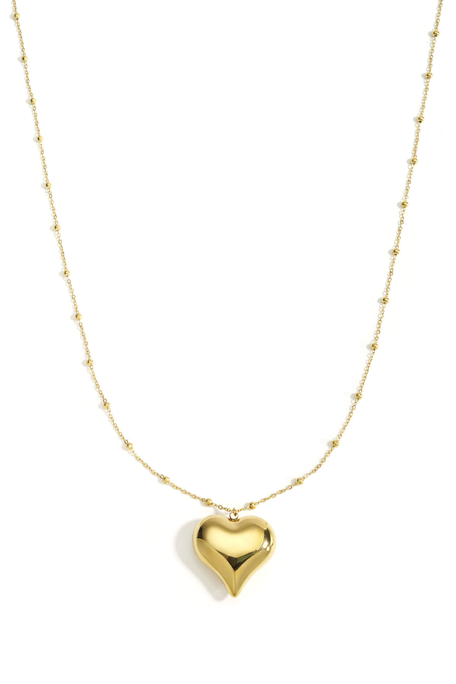 Long collier pour femmes en acier inoxydable avec pendentif cœur – doré et argenté