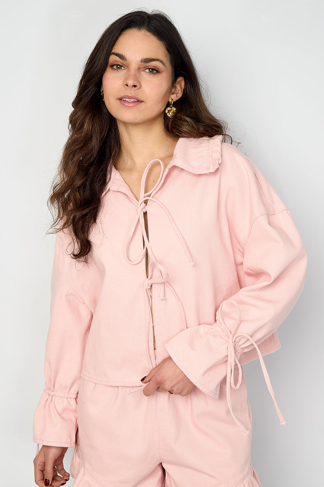 Dames Kiana jacket van katoen met strikdetail – productfoto 5