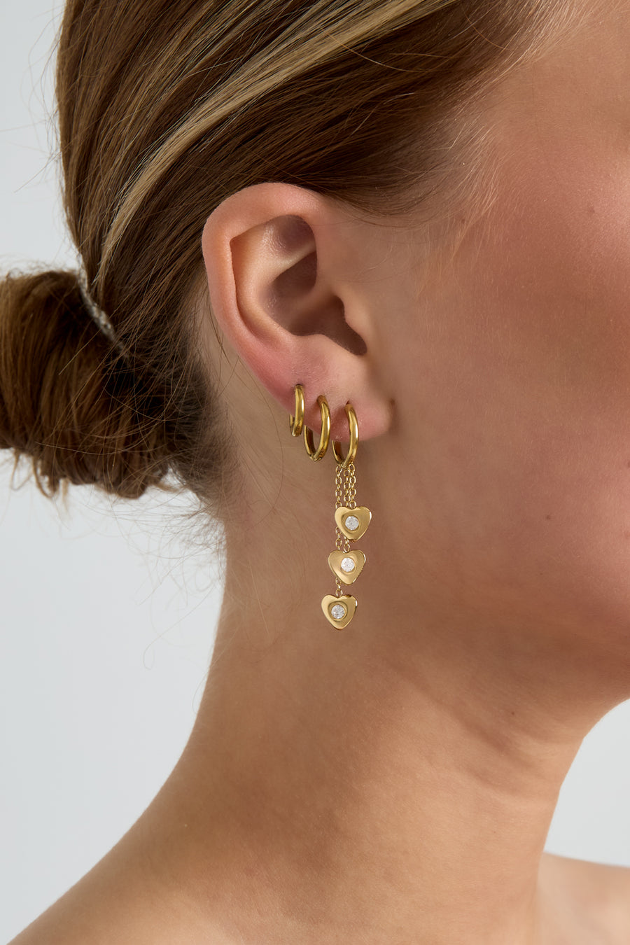 Women's Stainless Steel Heart Dangle Earrings – Gold