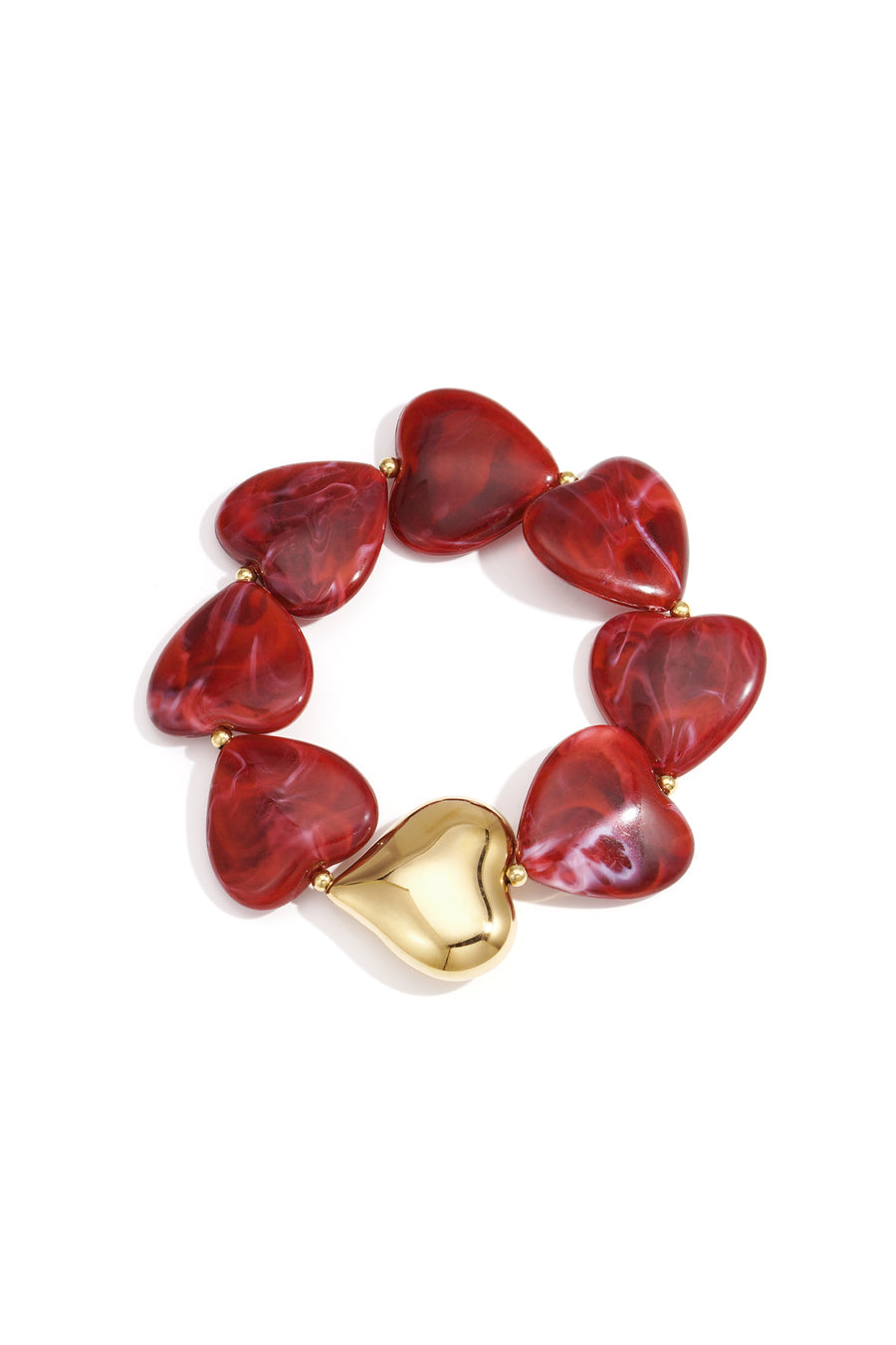 Bracelet de perles pour femme en acrylique avec cœur – marron – rétro