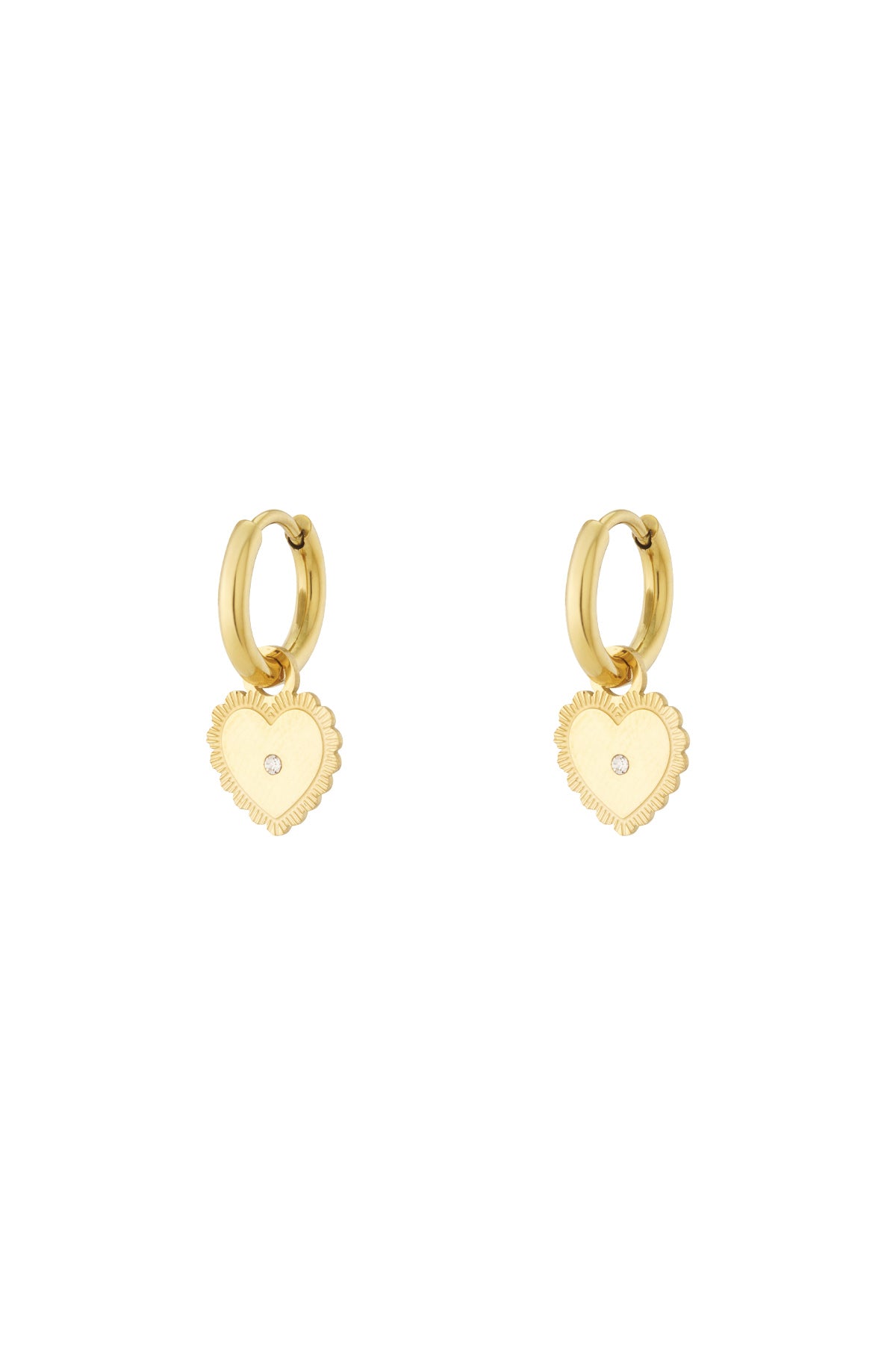 Boucles d'oreilles pendantes pour femmes en acier inoxydable avec cœur – couleur or