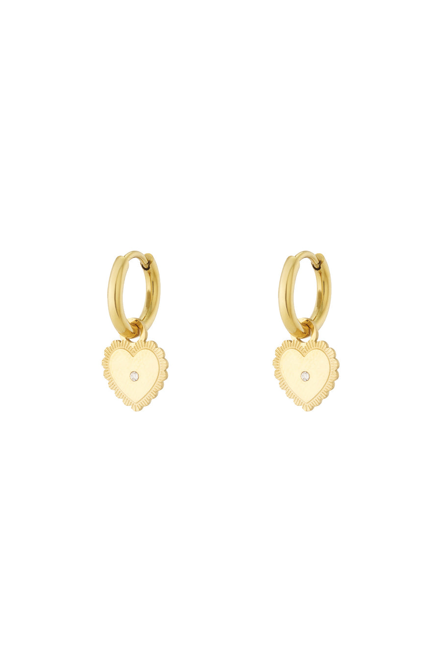 Boucles d'oreilles pendantes pour femmes en acier inoxydable avec cœur – couleur or