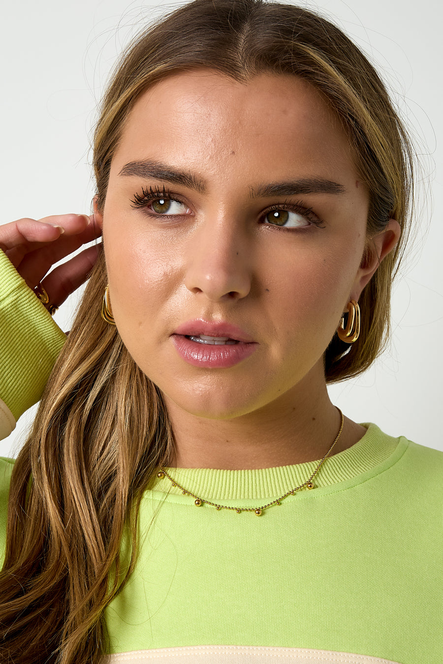 Rectangular Stainless Steel Hoop Earrings for Women – Gold-Colored