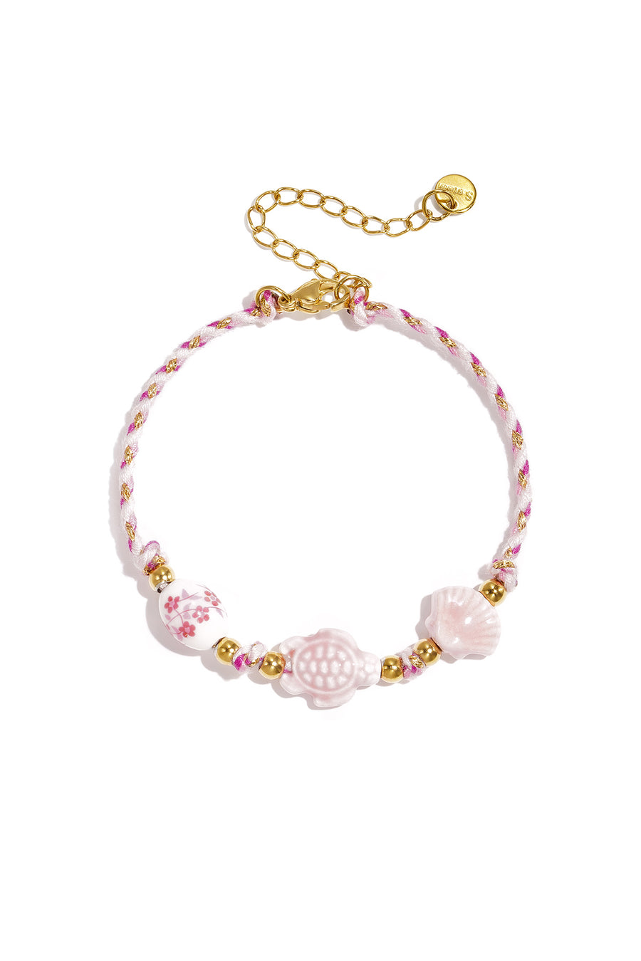 Armband met schildpad en schelp kralen en touwmotief