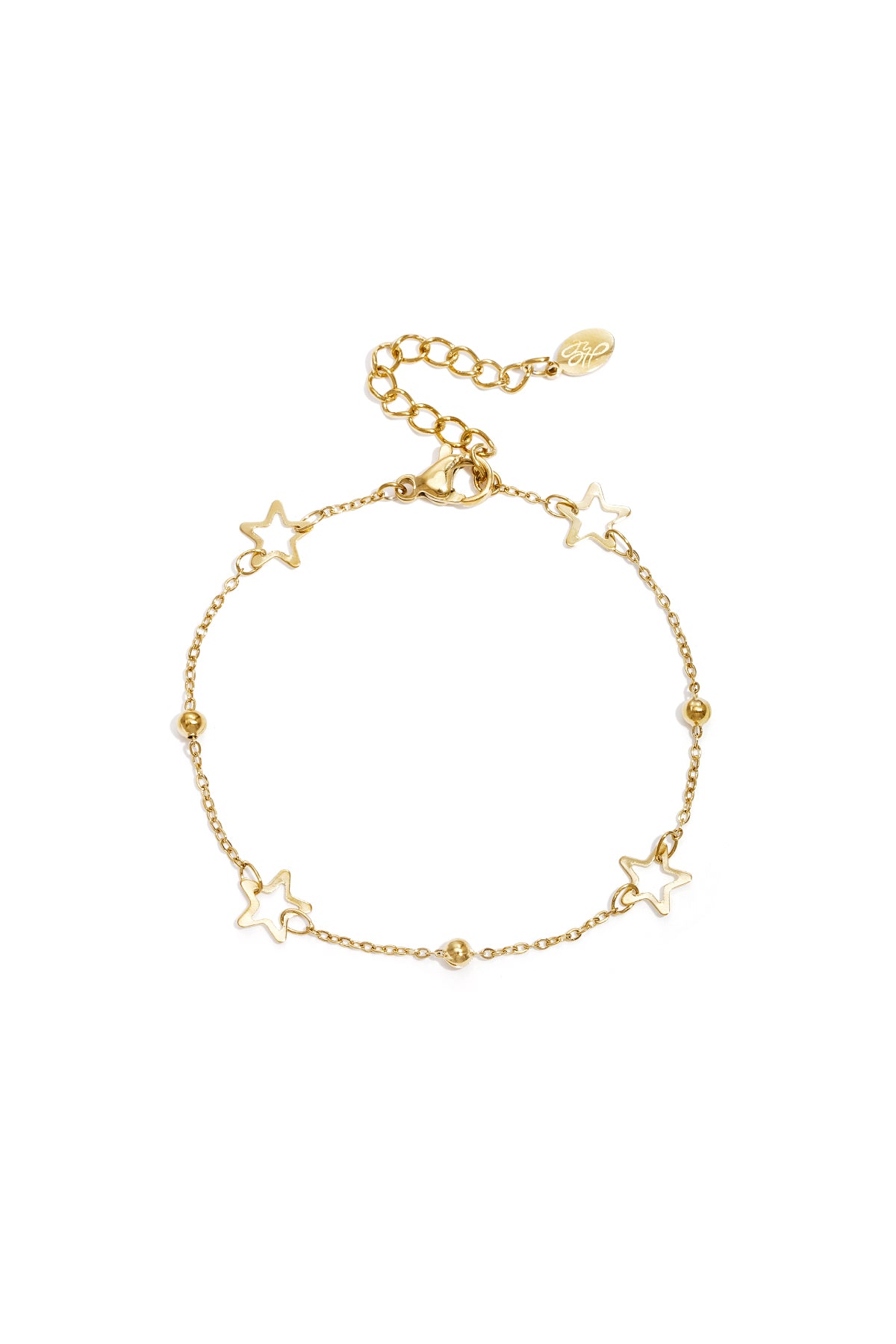 Bracelet à maillons pour femme en acier inoxydable avec motif étoile – doré