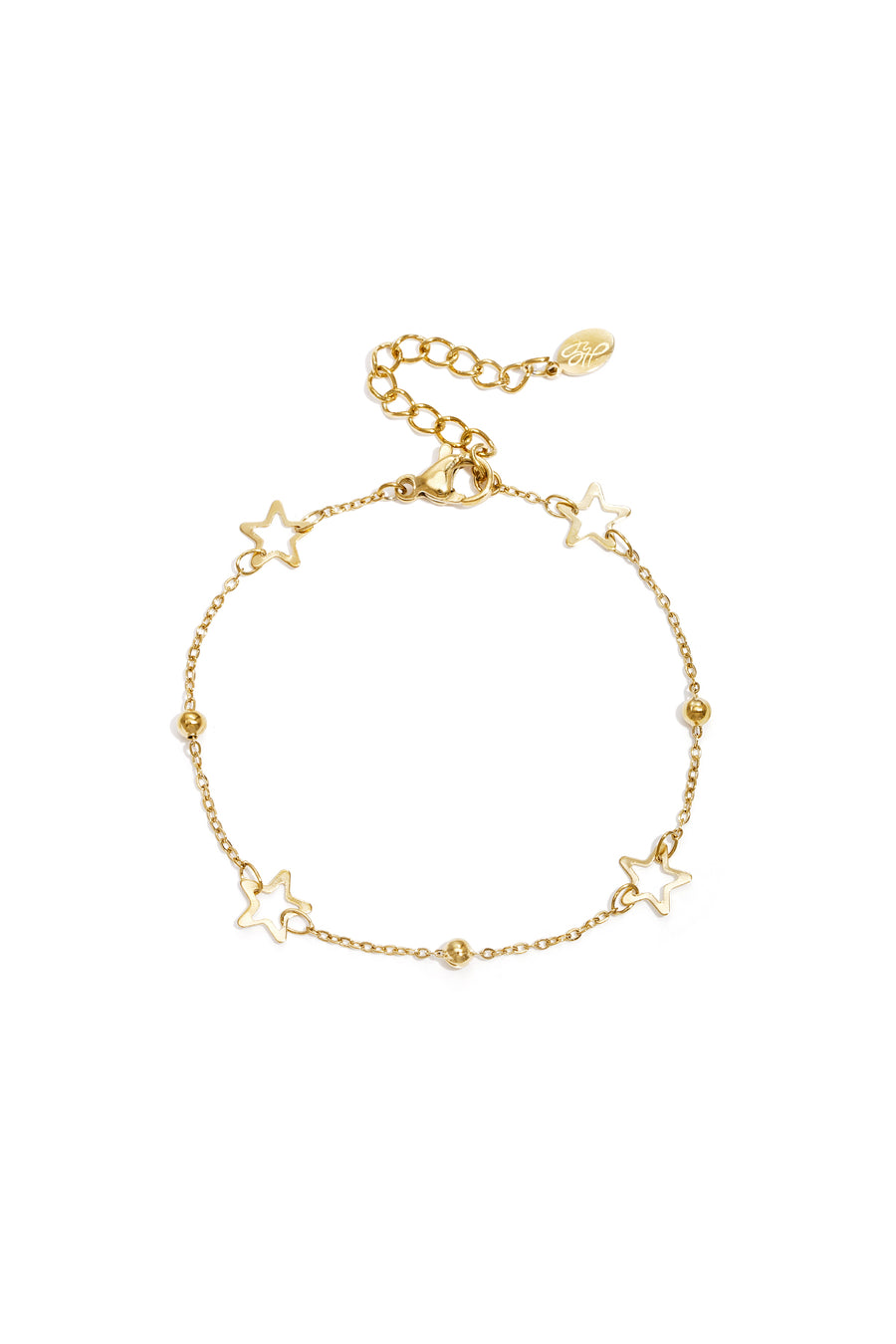 Bracelet à maillons pour femme en acier inoxydable avec motif étoile – doré