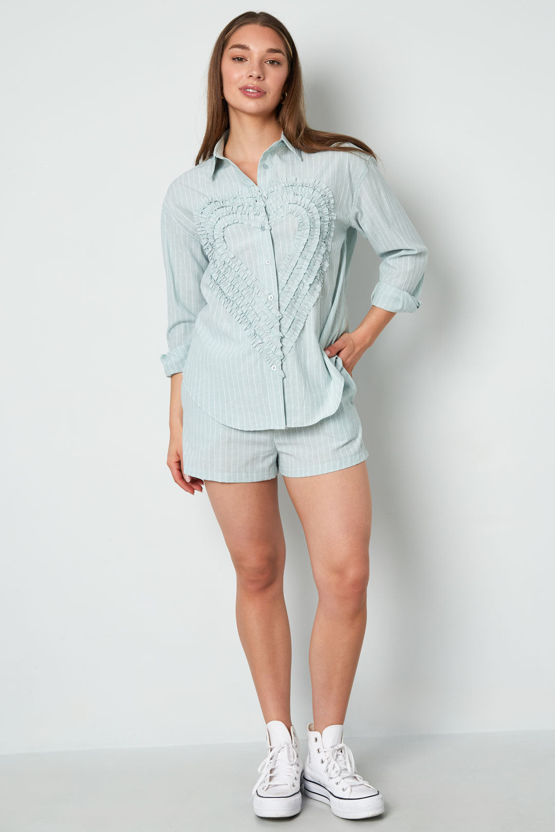 Women's blouse with heart and stripe print – image 7