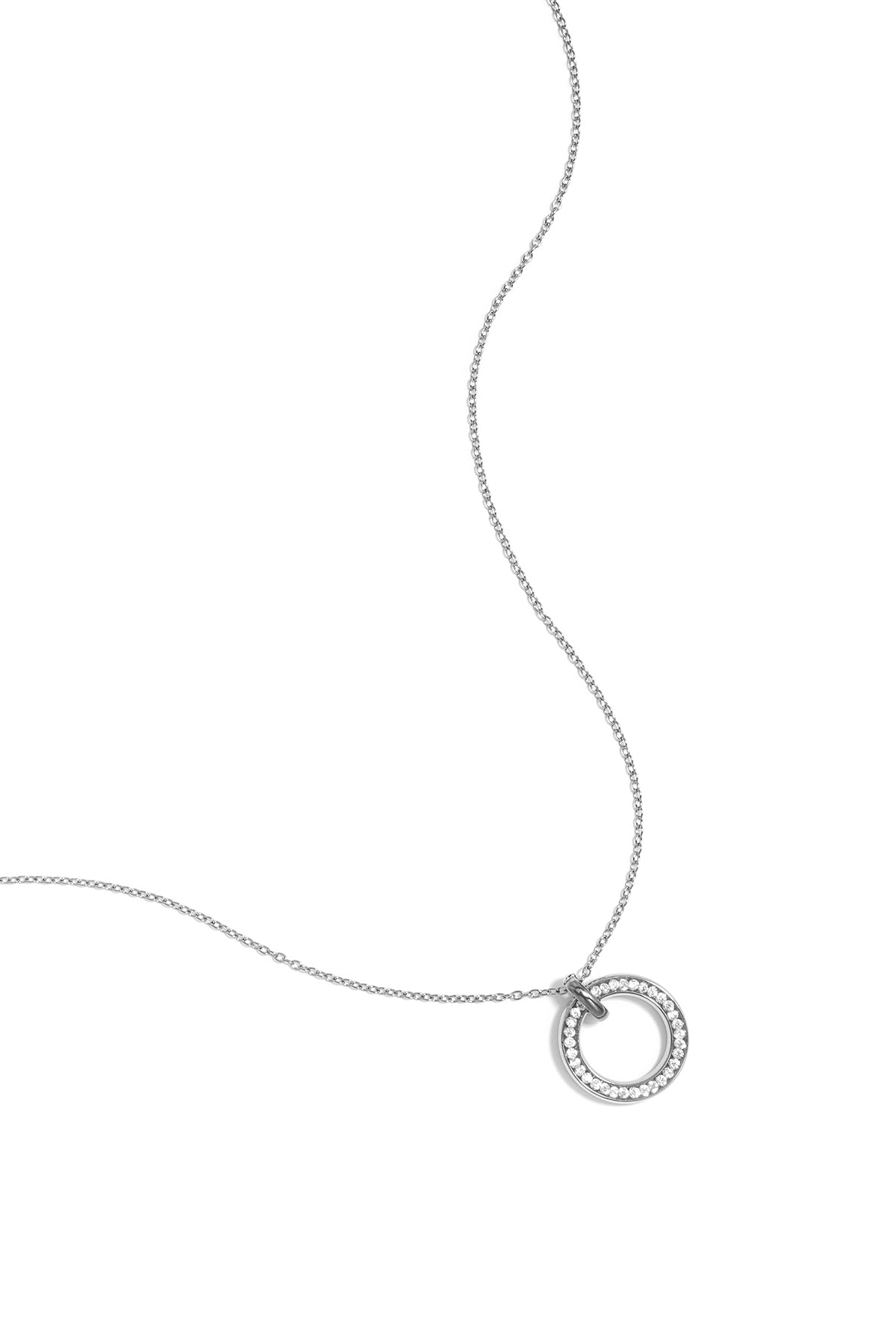 Women's Stainless Steel Round Pendant Necklace – Gold Tone