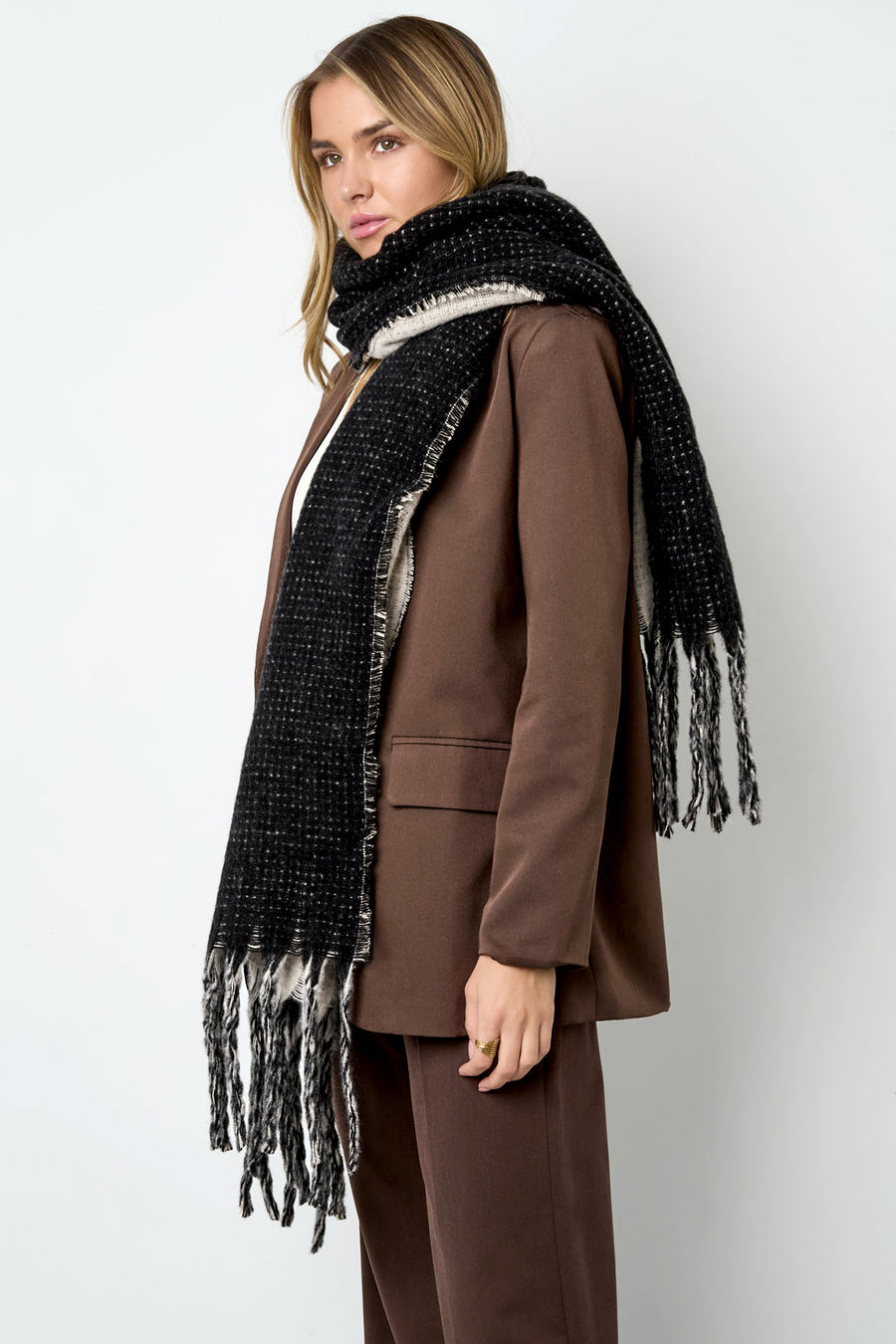 Écharpe d'hiver pour femme 100 % polyester au design uni – plusieurs coloris