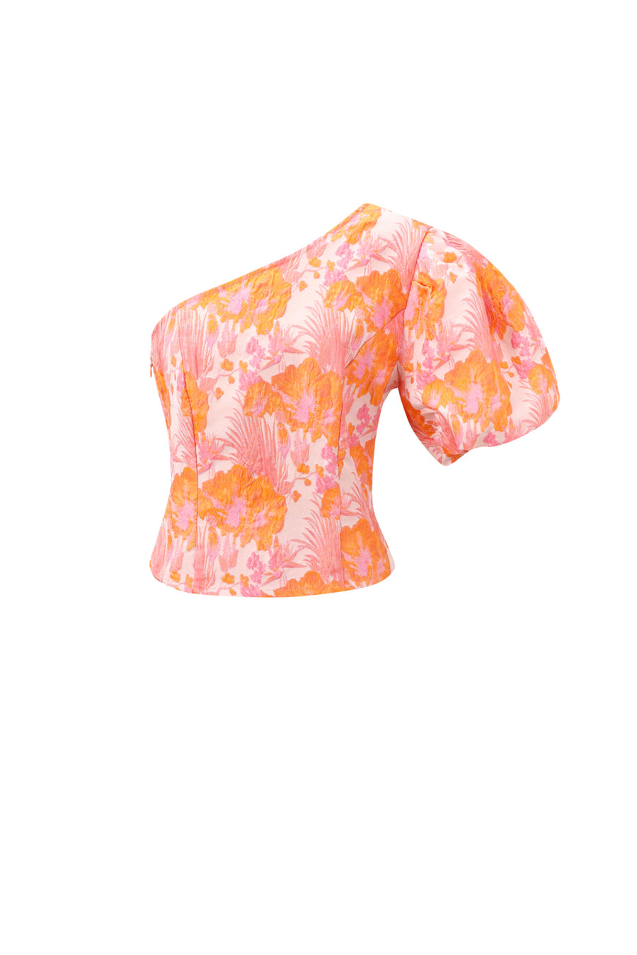 Haut asymétrique pour femme à imprimé floral – orange