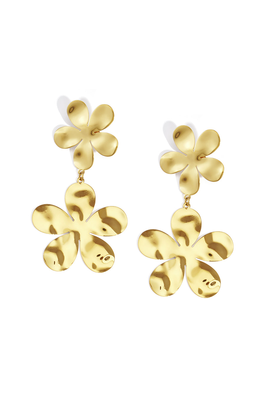 Boucles d'oreilles pendantes en acier inoxydable pour femme, motif floral – couleur or