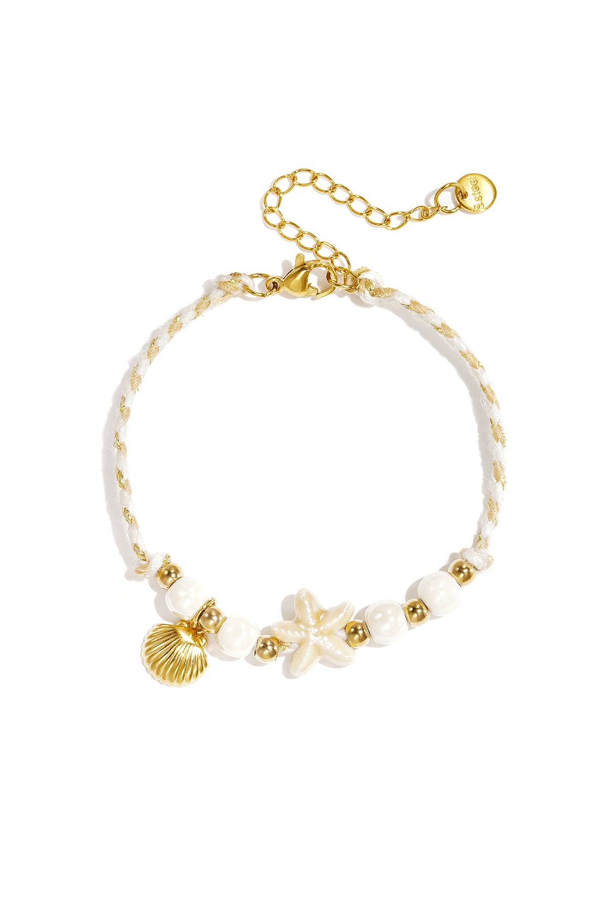 Armband met kralen van touwmotief, zeester en schelp