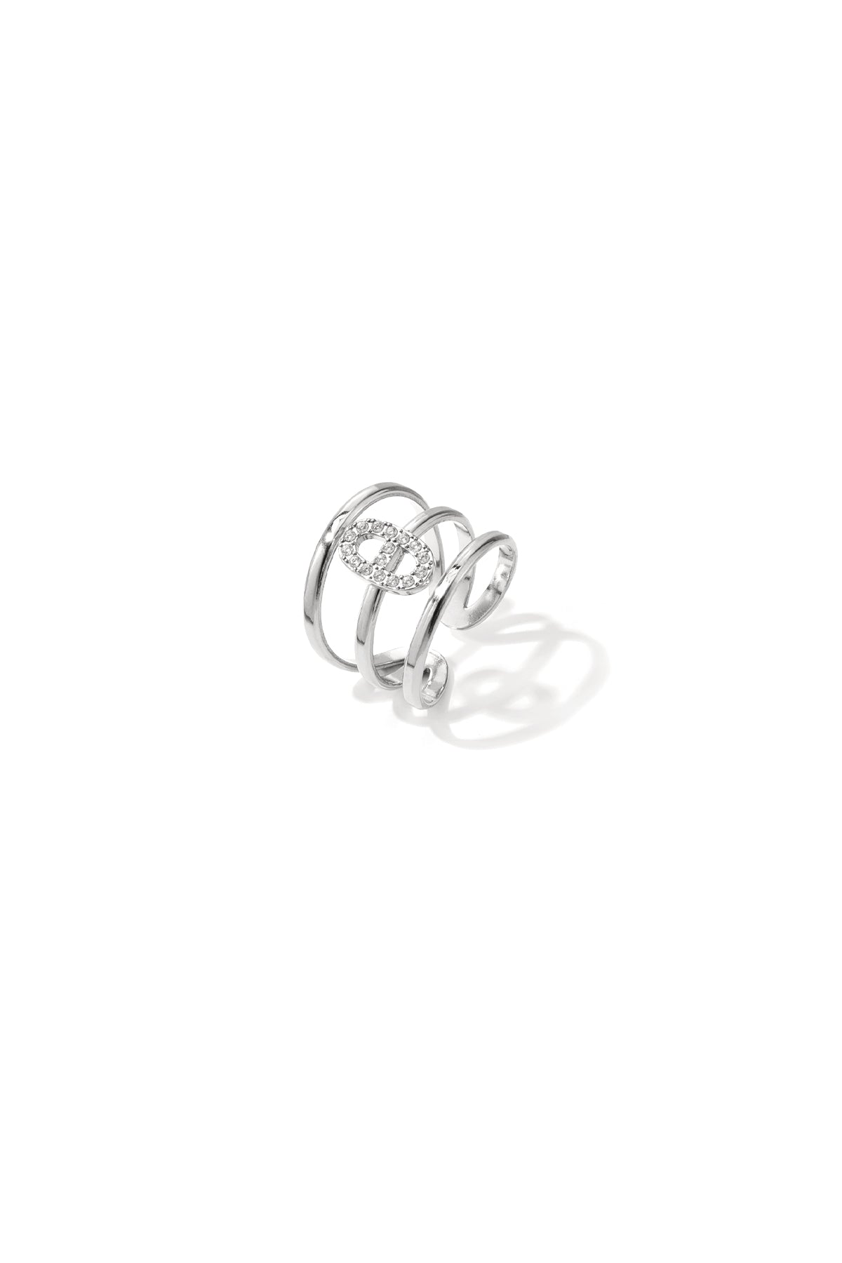 Bague tendance pour femme en acier inoxydable de forme organique – couleur or