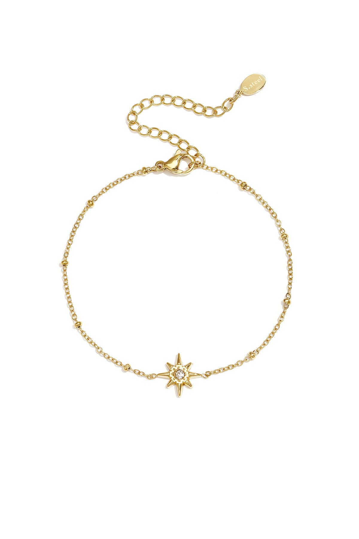 Armband met bolletjes en vallende ster met steen