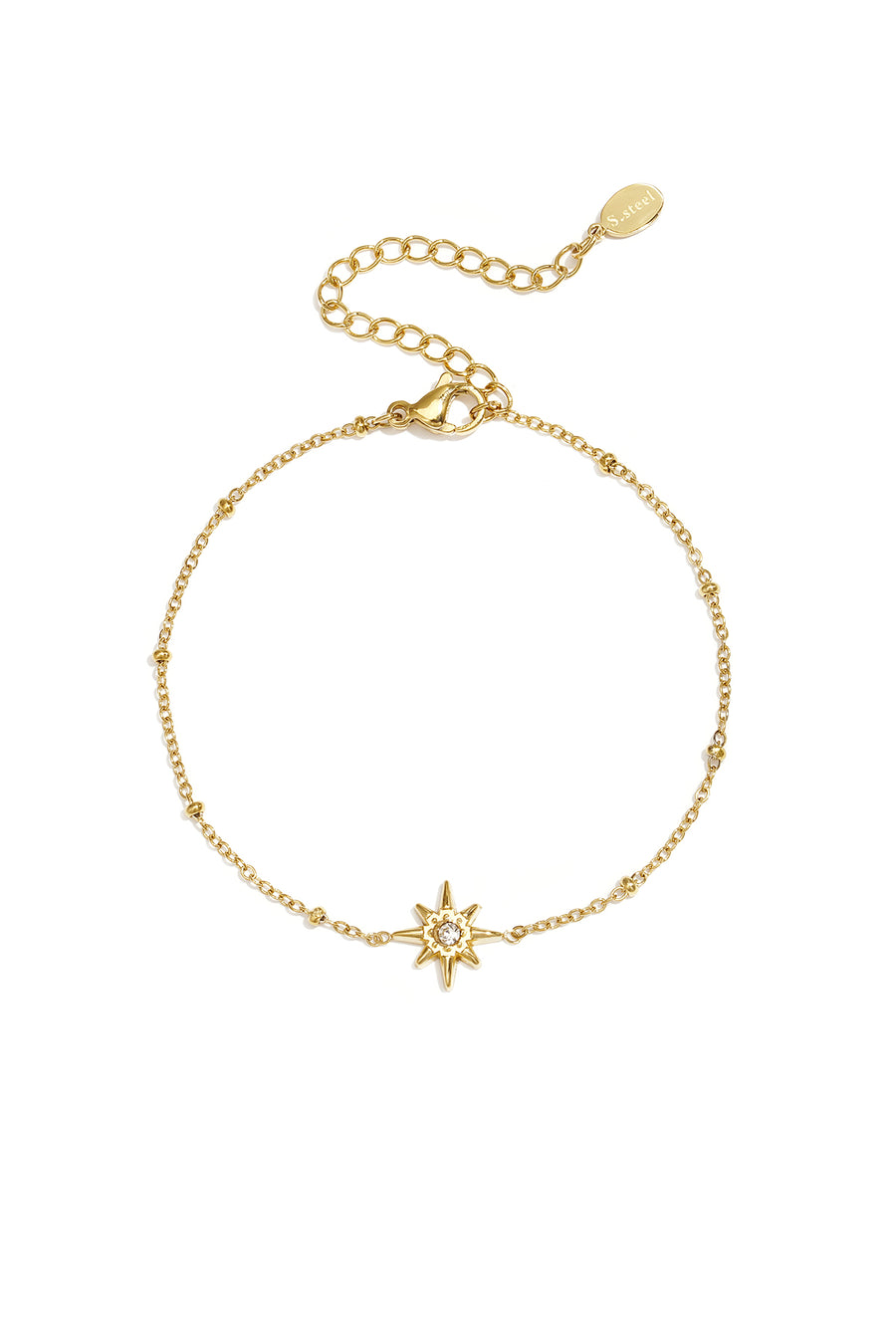 Armband met bolletjes en vallende ster met steen