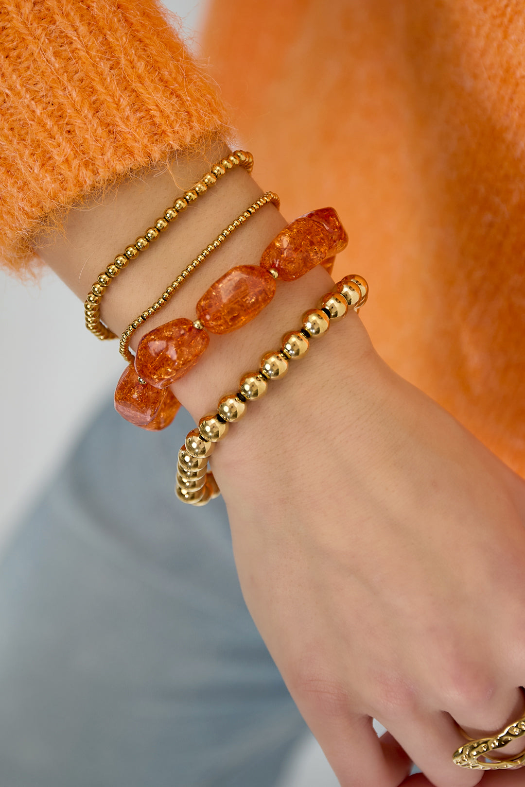 Armbandenset met chunky kralen