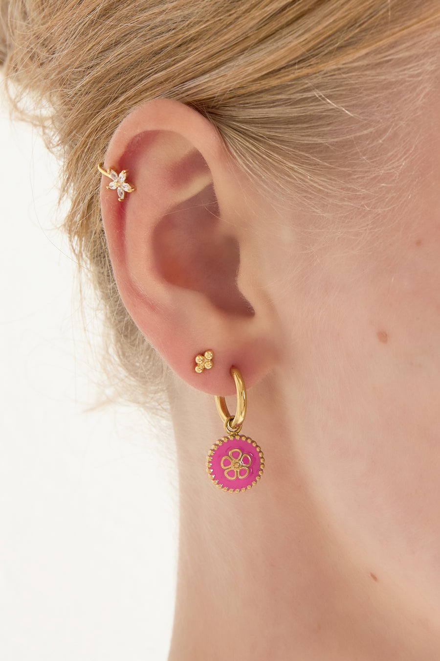 Boucles d'oreilles pendantes pour femmes en acier inoxydable avec motif floral – plusieurs coloris