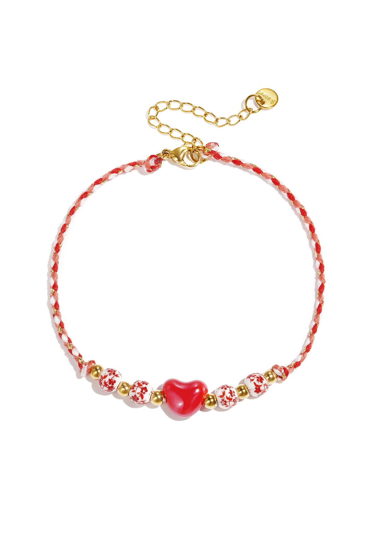 Enkelbandjes van touw met hartje, casual, dagelijks en romantisch design, dames sieraden