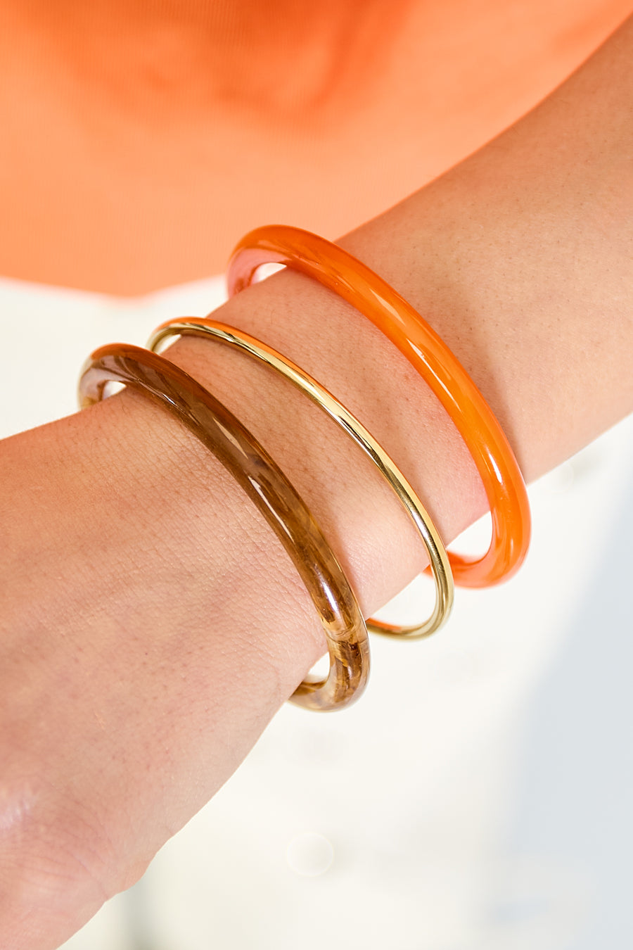 Bracelet jonc en acrylique pour femmes, forme ronde – plusieurs coloris