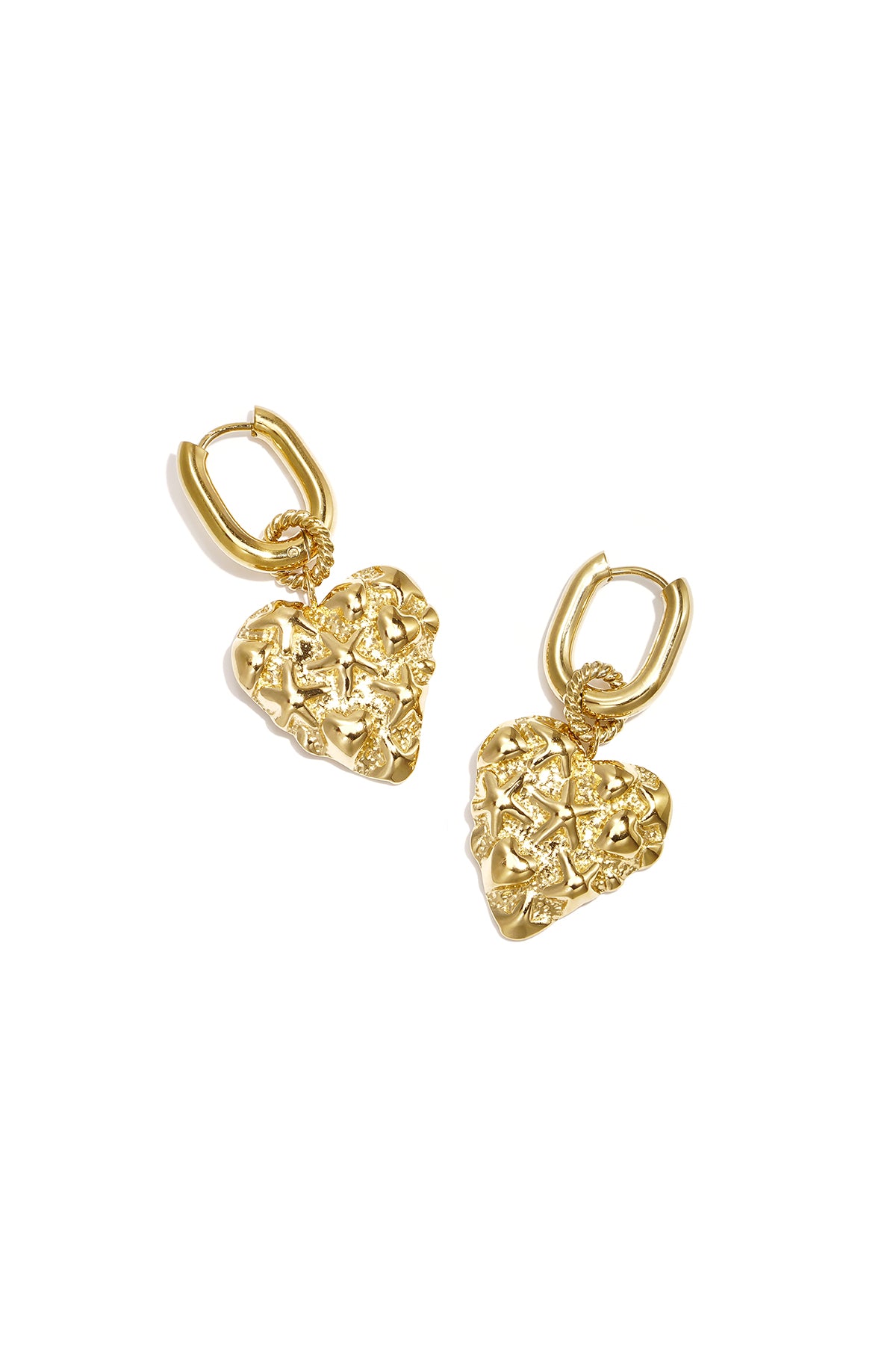Stainless Steel Dangle Earrings for Women with Heart Shape – Gold-Plated