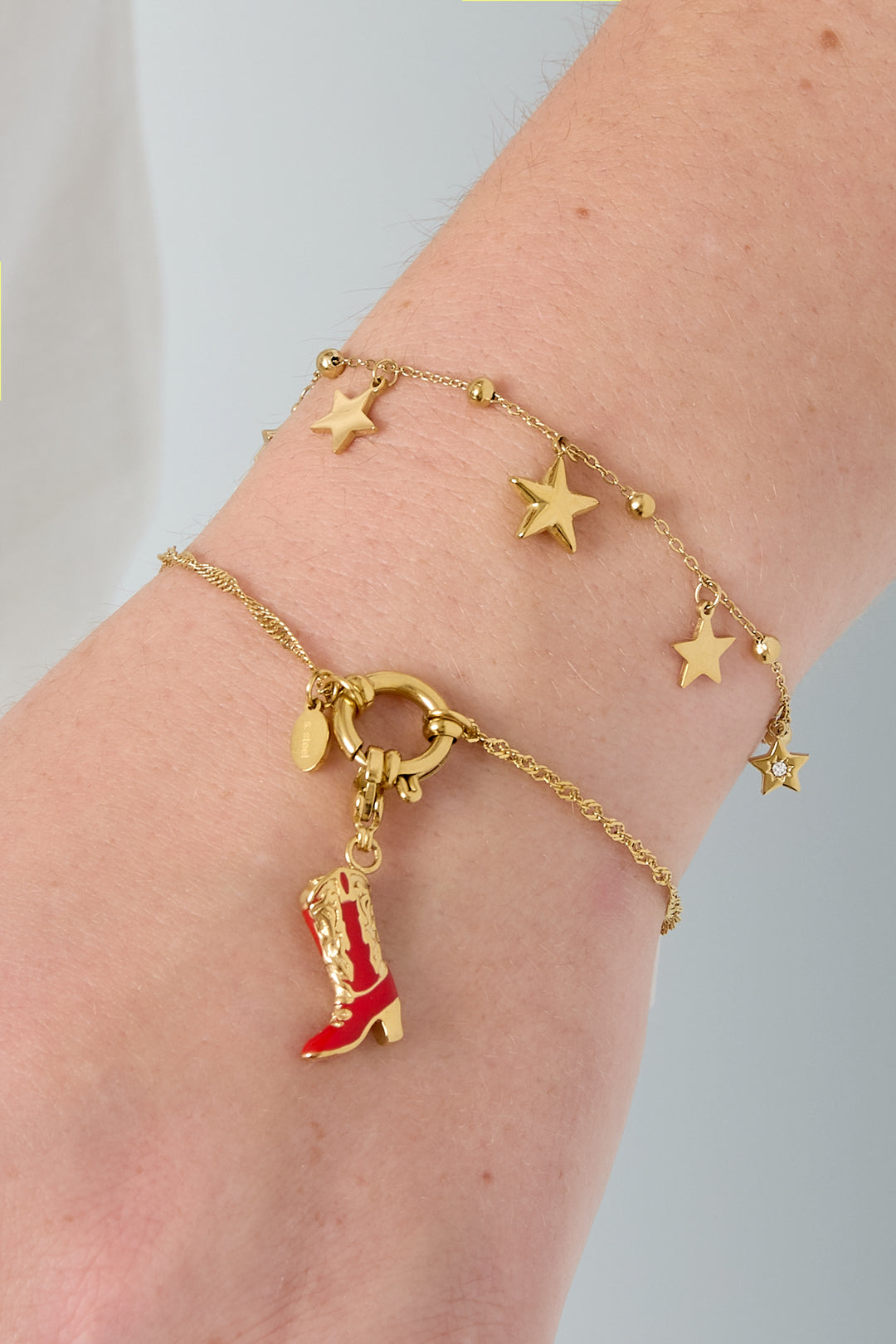 Bracelet à breloques pour femmes en acier inoxydable 304, motif étoile – couleur or – photo 2