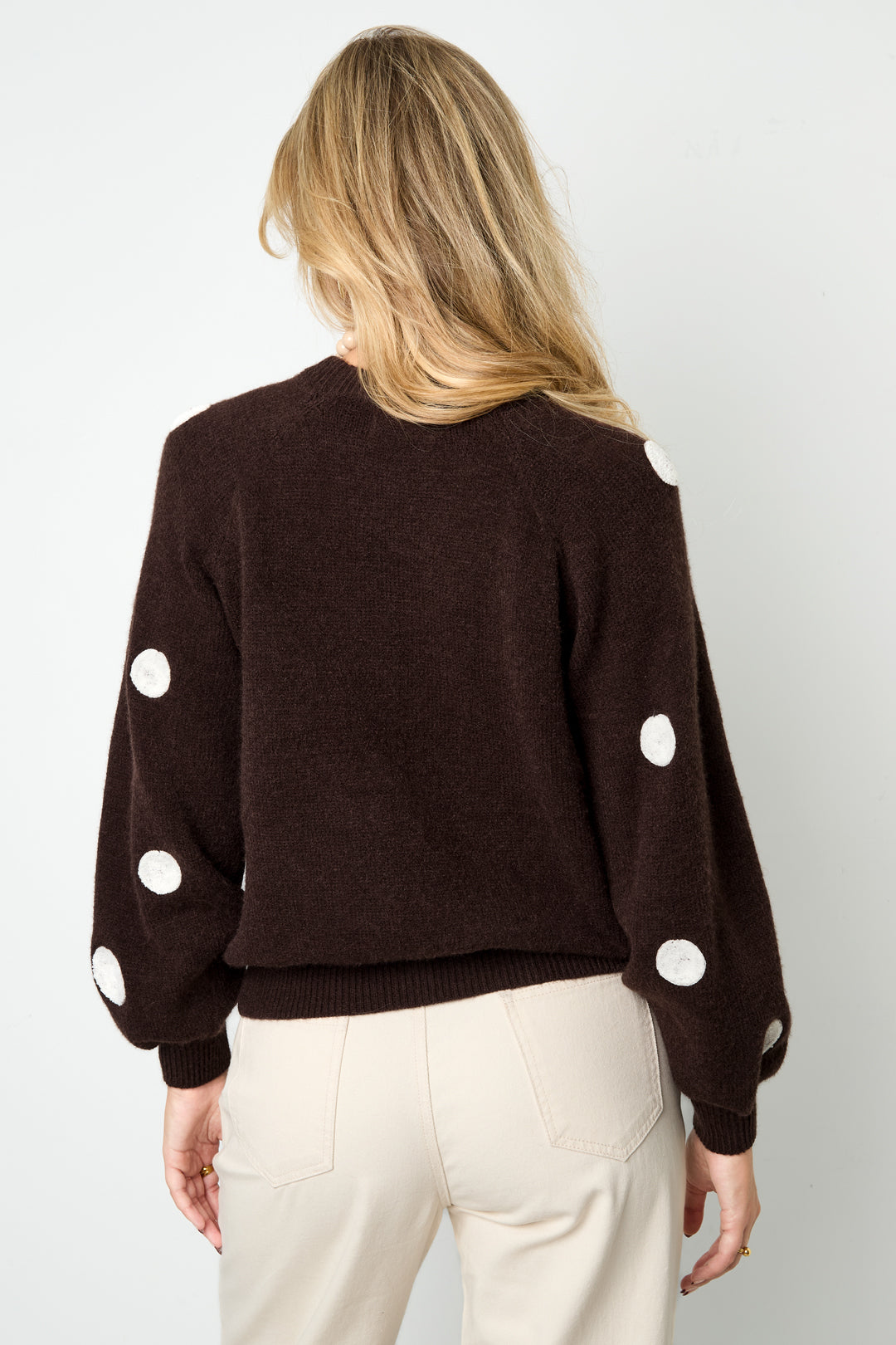 Dames gebreide trui van polyester met stippen – productfoto 10