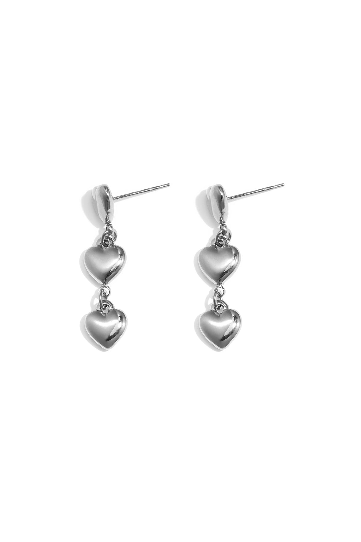 Boucles d'oreilles pendantes en acier inoxydable en forme de cœur pour femme – couleur or