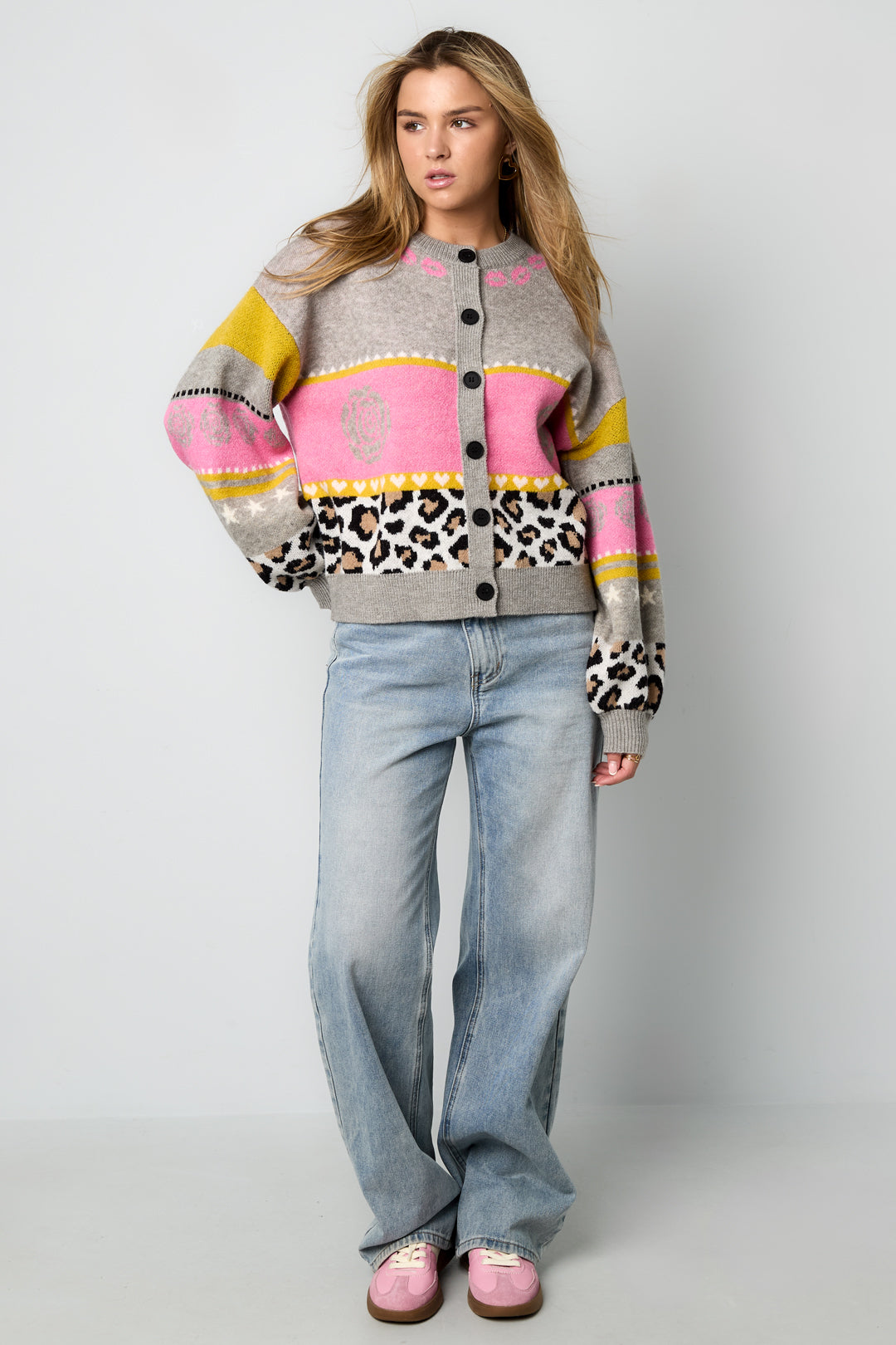 Gebreide Polyestervezel Vrouwen Cardigan Casual Bloemenprint