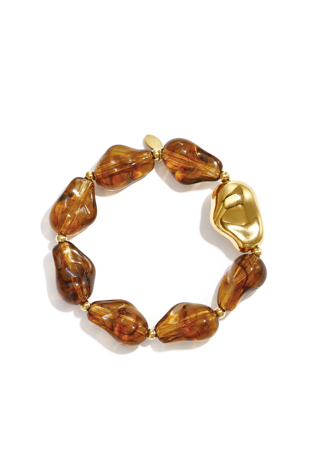 Bracelet de perles pour femmes en acier inoxydable, acrylique forme organique – marron