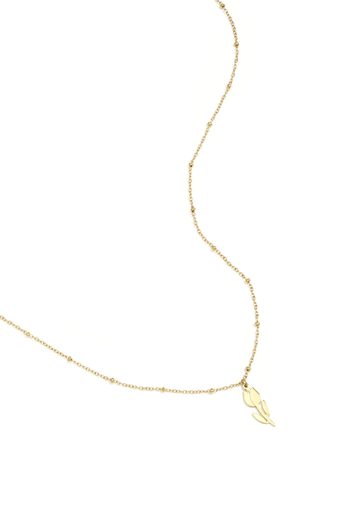 Collier femme en acier inoxydable avec pendentif motif floral – couleur or