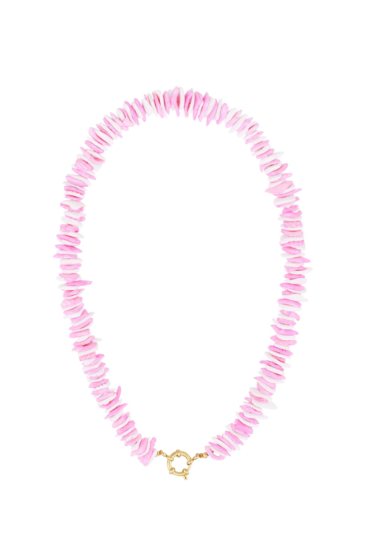Collier de perles pour femmes en acier inoxydable avec détails marins – blanc et rose