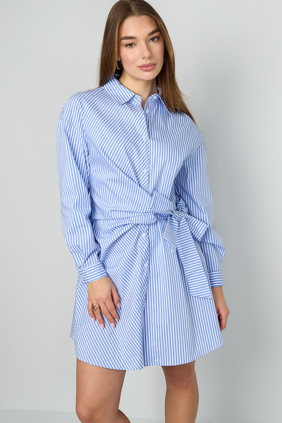 Dames gestreepte blousejurk van polyester – productfoto 2