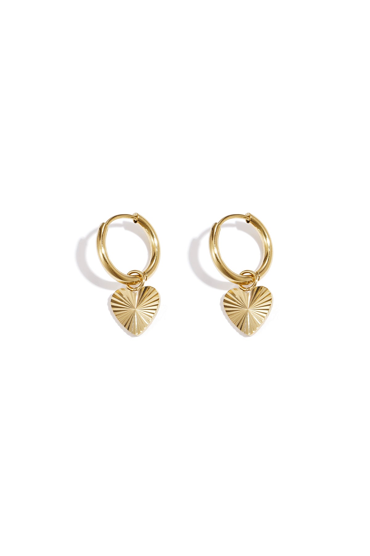 Women's Stainless Steel Drop Earrings with Heart Shape – Gold-Plated