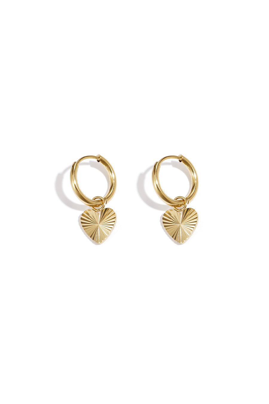 Boucles d'oreilles pendantes pour femmes en acier inoxydable en forme de cœur – Couleur or