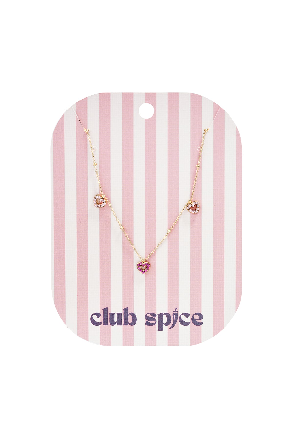 Ketting met roze steentjes in hartjes